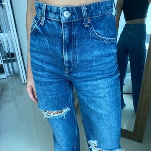 Zara Ripped Wide Leg Jeans